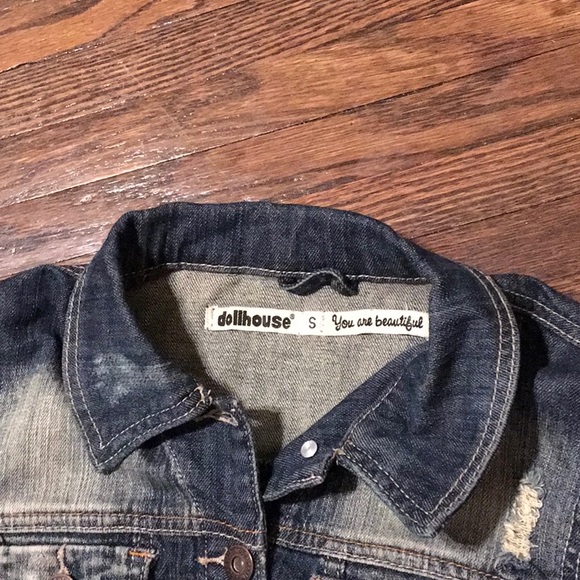 Dollhouse Brand Distressed Classic Denim Jean Jacket Size Small EUC Juniors - Picture 3 of 3
